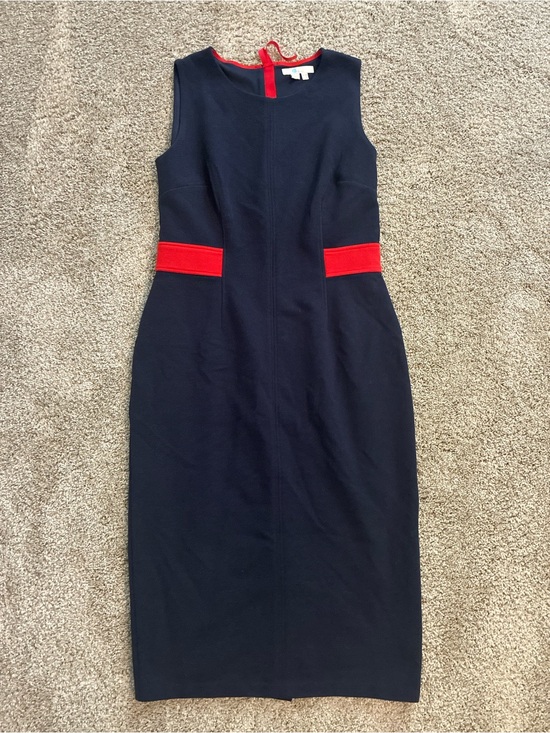 Boden Dresses & Skirts - Like new Boden Sleeveless Navy Sheath Dress with Red Waist Accents